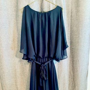 Rich blue crepe jumpsuit- flowy and comfortable